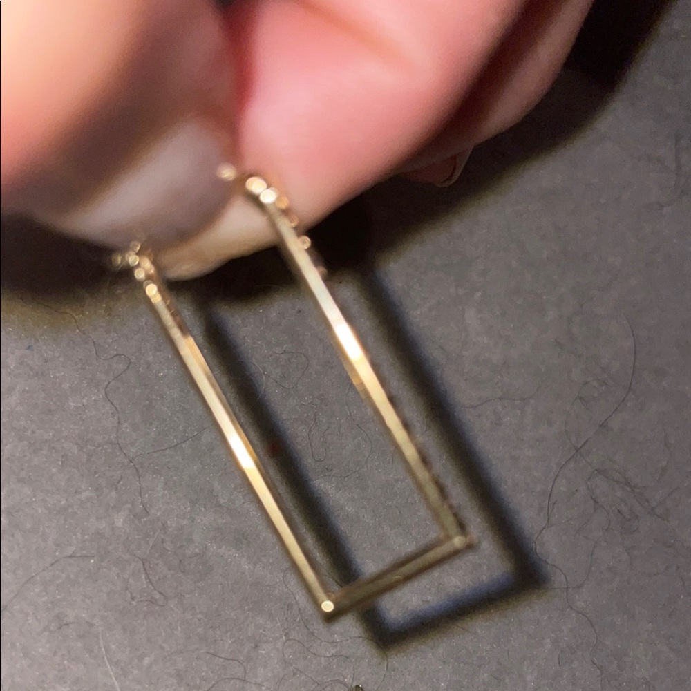 14 K Gold Rectangular Hoop Earrings - image 4